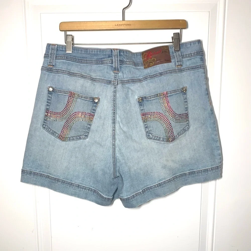 Danskin Pink Athletic Top XXL and Rehab bling Light Wash jean shorts 18